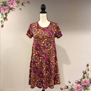 Lularoe Carly floral a-line swing style short‎ sleeve dress